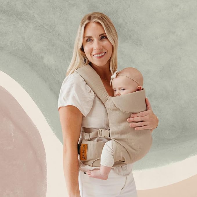 WildBird - Aerial Carrier - 7 to 45 lbs - for Moms, Dads & Caregivers - 100% Natural European Linen Fibers - Versatile & Adjustable - Large Size - Desert Lark Fabric