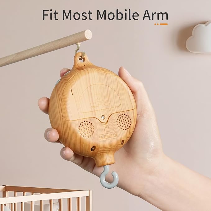 FEISIKE Crib Mobile Motor, Baby Crib Mobile Spinner Nursery Decor Mobile Music Box Volume Control 35 Infant Lullabies