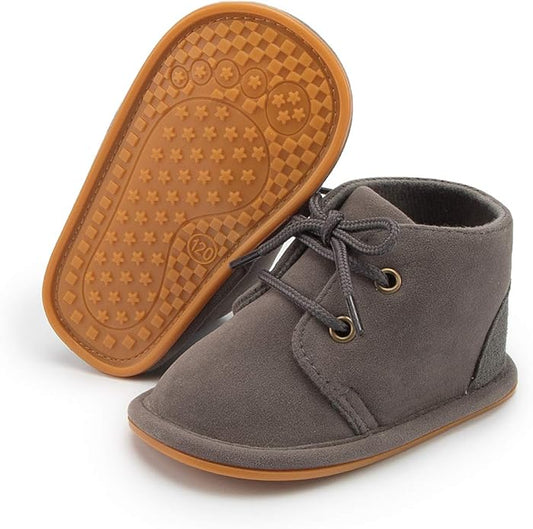 Baby Unisex Warm Snow Boots Newborn Leather Fur Lace Up Ankle Anti-Slip Rubber Texture Sole Toddler Prewalker Winter Crib Shoes