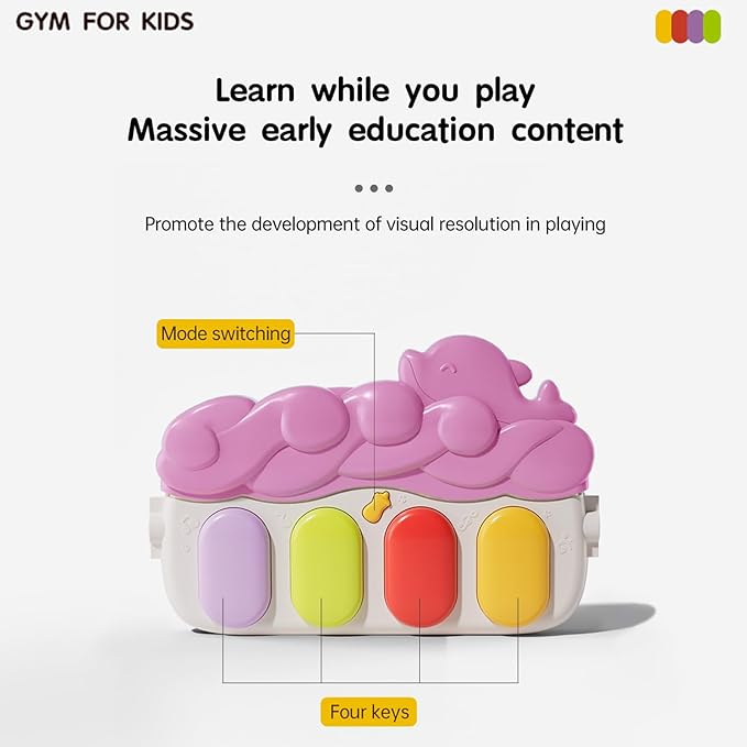 Baby Play Mat Baby Gym,Play Piano Tummy Time Baby Activity Mat, Music and Lights Boy & Girl for Newborn 0 to 3 6 9 12 Months