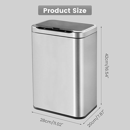 ELPHECO Stainless Steel Office Trash Can Motion Sensor Garbage Can Touchless Smart Trash Can Automatic Waste Bin for Kitchen, Office, Bathroom (Silver, 5.5 Gallons)