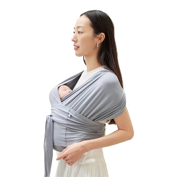 Konny Baby Carrier Flex SoftBreeze with Head Support - Adjustable, Easy to Wear Baby Wrap Sling, Perfect for Newborn Babies Essentials up to 44 lbs (M-4XL) - Blue Grey