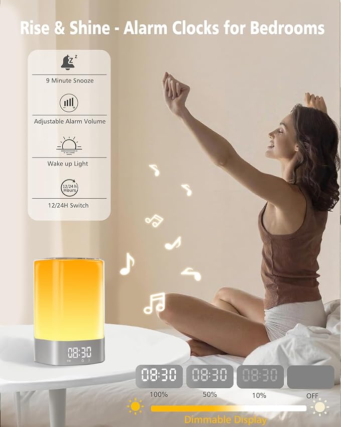 Sound Machine White Noise Machine with 32 Soothing Sounds, Bluetooth Speaker, Alarm Clocks for Bedrooms with Wake up Light, Night Light for Kids, App Control Birthday Gifts for Women, Teen Girls, Boys