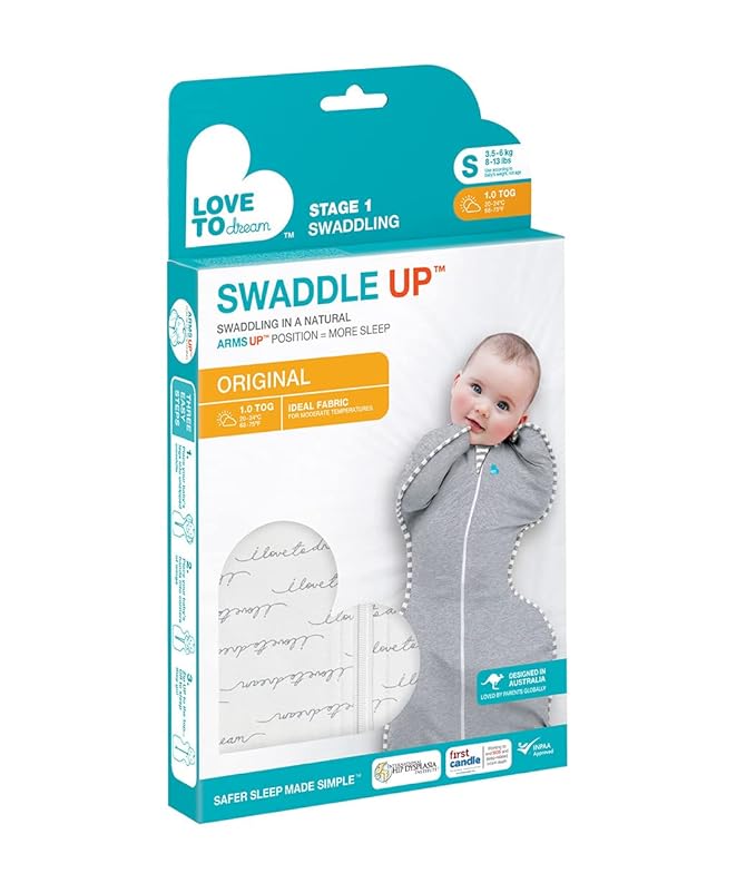 Love to Dream Swaddle UP Self-Soothing Sleep Sack 8-13 lbs., Dramatically Better Sleep, Snug Fit Calms Startle Reflex, 1.0 TOG, Dreamer, Small