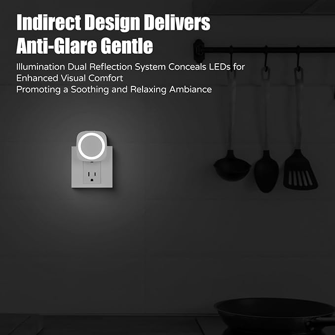 White Night Lights Plug in to Wall,4 Packs Dimmable Night Light with Auto Dusk to Dawn Sensor,Soft Glow Night Light for Bathroom, Bedroom,Hallway, Stairs, Kitchen,White