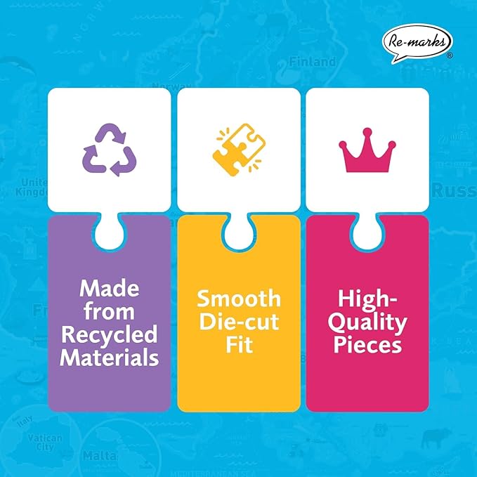 Re-marks Map of Europe Deluxe Jigsaw Puzzle with Whimsy Pieces - All Ages