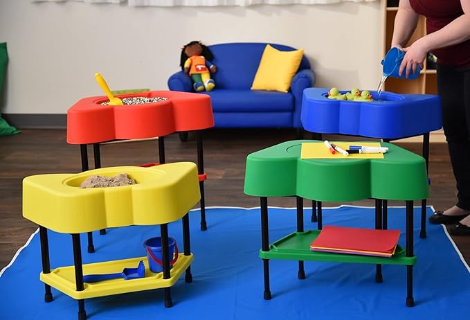 Children's Factory - AFB5100PY Toddler Sensory Table with Lid, Adjustable Height Sand & Water Indoor/Outdoor Play Equipment for Kids Playroom/Homeschool/Classroom, Yellow