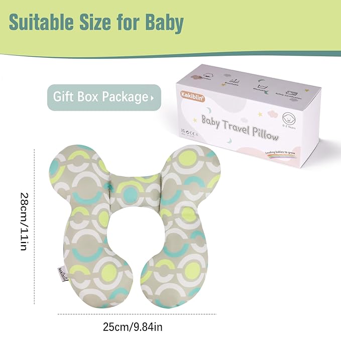 KAKIBLIN Baby Travel Pillow, Baby Neck Pillow Babies Head Support for Car Seat, Babies Neck Support Pillows for Car Seat,Pushchair, Circle