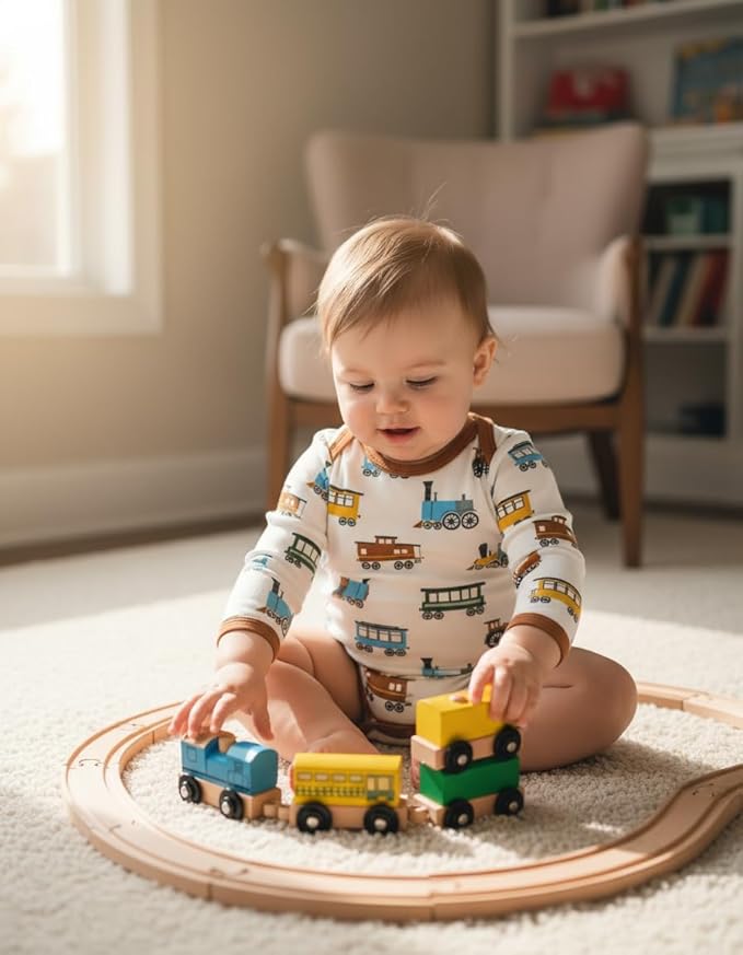 PATPAT Baby Bodysuits - Soft Viscose Made from Bamboo - Long Sleeve Funny for Boys and Girls -Newborn Infant Toddler Clothes