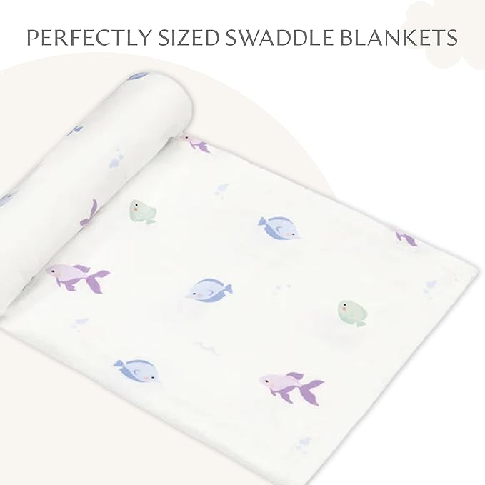 Muslin Baby Swaddle - Breathable Receiving Blankets for Newborn Baby, 70% Viscose derived from Bamboo, 30% Spandex, Imported