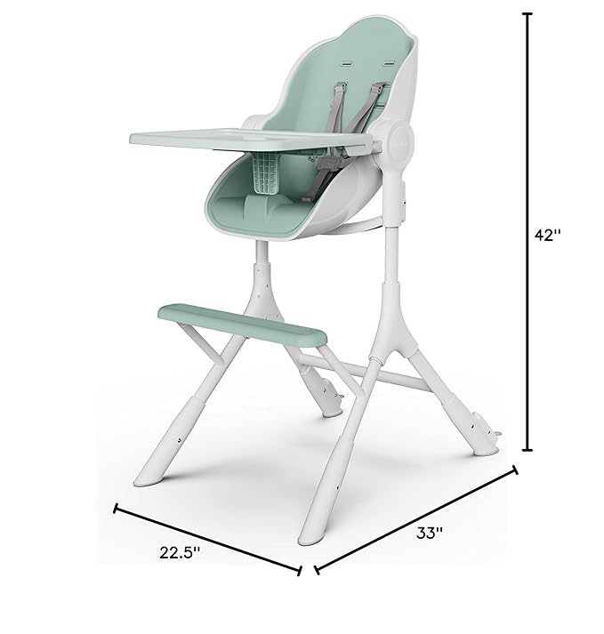 ORIBEL Cocoon Z High Chair & Baby Lounger | Perfect High Chair for Toddlers/Newborns | Glides Easily on All Surfaces | Secure Locks | Convertible Chair for Napping & Feeding (Avocado Green)