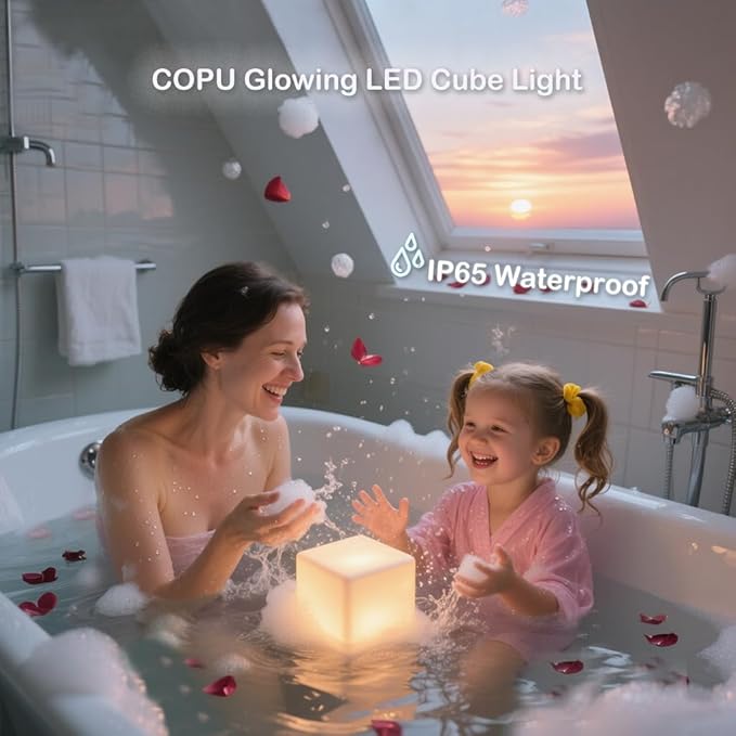 4-inch LED Cube Light, 16 RGB Color Changing Tesseract Cube Lamp with Remote, Waterproof Cordless Rechargeable Cubes Mood Lamp & Nursery Cosmic Cubes Night Light, Perfect Kids Toy Gift, Room Decor