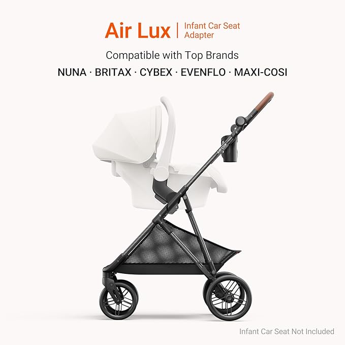 MAMAZING Air Lux Baby Stroller with Carbon Fiber Frame, One-Hand Fold & Reversible Seat, Magnetic 5-Pt Harness, Car Seat Adapter, 15.8lbs, Cinder