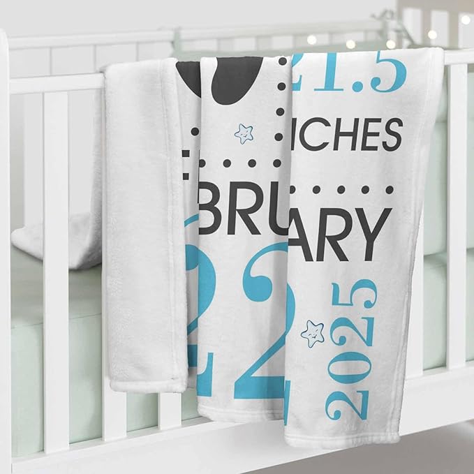 Personalized Baby Blankets for Boy with Birth Information for Boys and Girls Cute Custom Baby Newborn Blanket for Boy Girl on Baby Shower Birth Memory