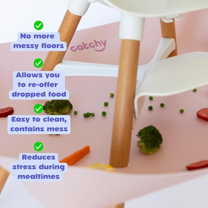 CATCHY -Food Catcher- Compatible with Lalo The Chair High Chair +11 Other High Chairs -Highchair Sold Separately- Baby & Toddler Food & Mess Catcher -Premium Linen Inspired- Under High Chair Accessory