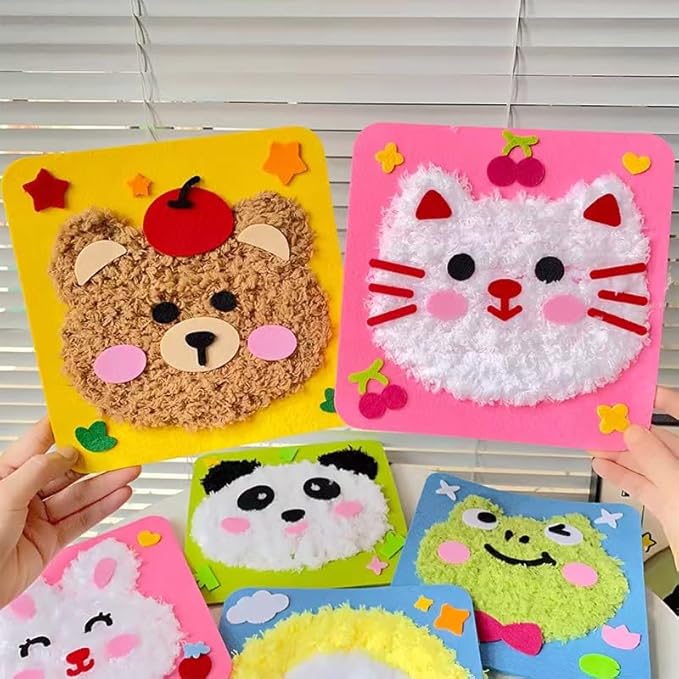 First Sewing Kit for Beginner Kids Arts & Crafts, 5 Easy DIY Embroidery Projects Animal Dolls Set, Gift for Girls, Boys, Learn to Sew