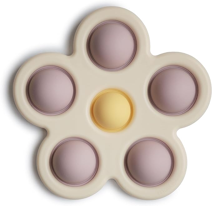 mushie Flower Press Toy (Soft Lilac/Daffodil/Ivory)