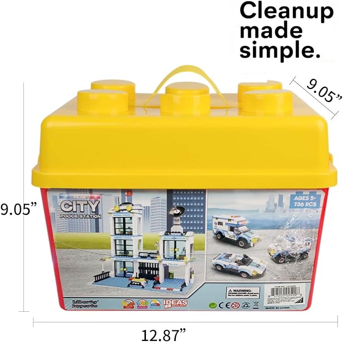 Liberty Imports 736-Piece City Police Station Building Blocks Set, with 3 Police Cars, Cop Patrol Car, Prison Car, Construction Toy Building Bricks Kit, Gift for Boys & Girls 6-12