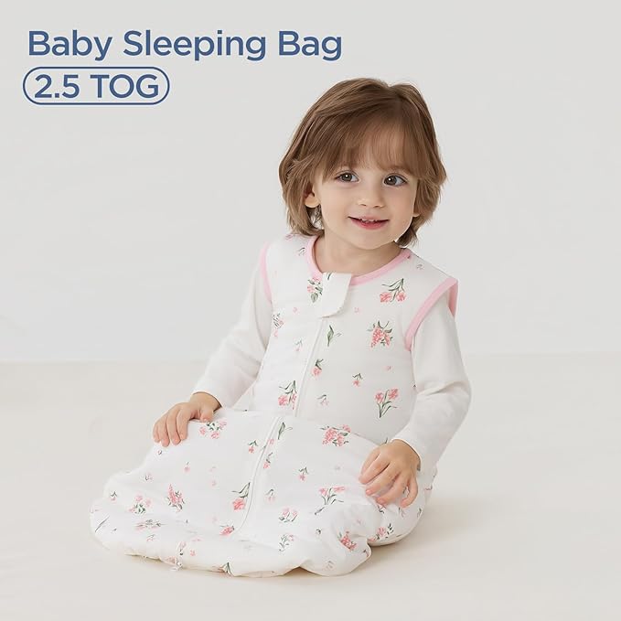 Duomiaomiao 2.5 TOG Baby Sleep Sack 100% Cotton Winter Baby Wearable Blanket, Warm Quilted Comfy Toddler Sleeping Sack