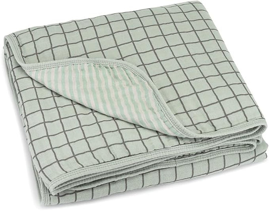 Parker Baby Muslin Blanket | 100% Soft Cotton Toddler Quilt & Baby Muslin Swaddle | Gender Neutral Design 47" x 47" Blanket