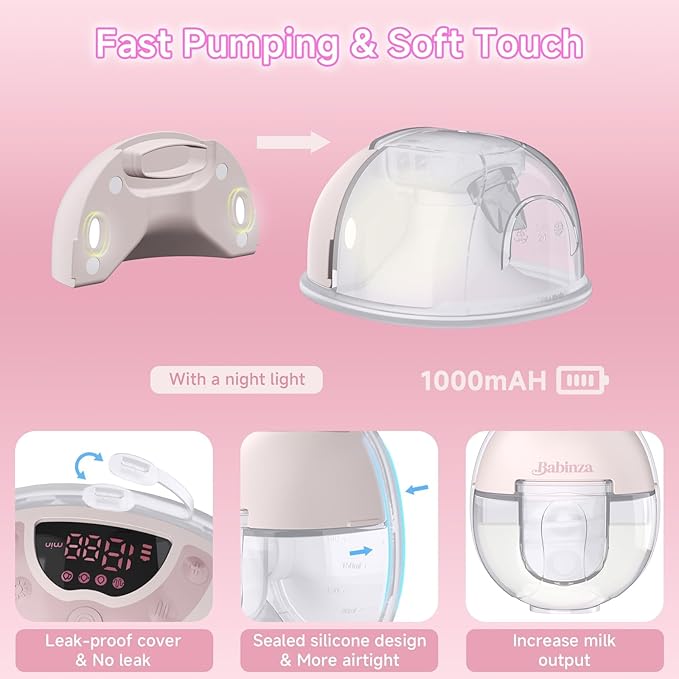 Breast Pump Hands Free, Wearable Breastfeeding Pump with 3 Modes & 9 Levels, Portable Electric Breast Pump with 17/19/21/24MM Flange, LED Display, Leak-Proof Design, 2 Pack (Pink, M)