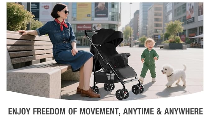 Ultra-Lightweight Stroller at Only 4.6kg, Foldable Compact Pushchair with Lie-Flat Position, Travel Pram from Birth to 40kg, Baby Buggy with Adjustable Backrest, Footrest, Canopy (A8 Pink)