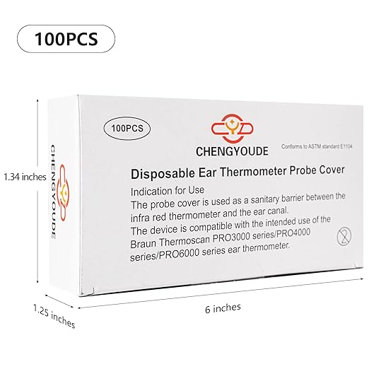 100X Ear Thermometer Probe Covers, Lens Filters, Refill Covers for All Braun themometer Models BPA Free Digital Disposable Covers