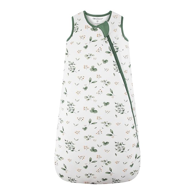 Mosebears Unisex Rayon Made from Bamboo Sleep Sack with 2-Way Zipper,2.5 Tog Baby Winter Sleep Sack(Plant,0-6 Months)