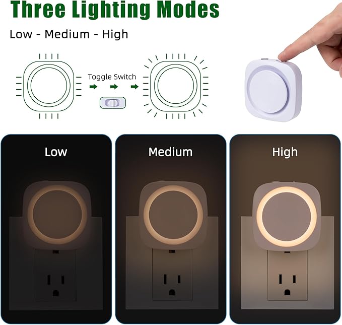 LED Night Lights Plug into Wall, Indirect Soft Dimmable Night Light with Dust to Dawn Sensor, Warm Nightlight for Bedroom,Bathroom,Kitchen,Stairs,Hallway,Travel, 4 Packs, Warm White
