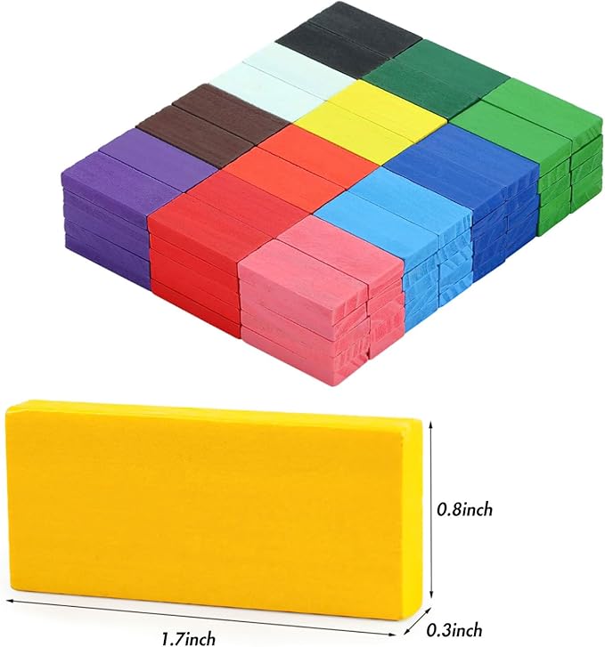 BigOtters Dominos Set for Kids,360 PCS Dominoes Wooden Building Blocks Stacking Educational Racing Toy Games, Party Favor for Boys and Girls, 12 Colors