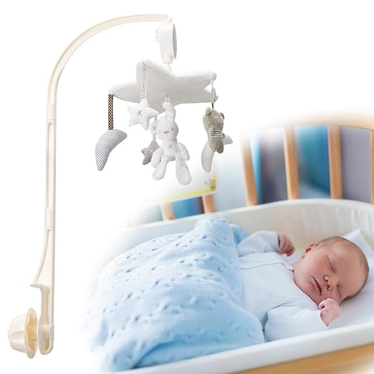 Baby Crib Mobile for Boys or Girls, Mobile Arm&Rotary Music Box Featuring Rabbits Bears Hanging Toys Decor for Montessori Nordic Infant Bedroom Perfect 0 1 2 3 Baby Shower Birthday Christmas Gift