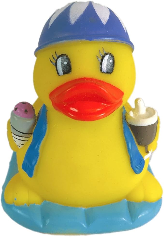 3" Pool Party Rubber Duck [Sealed Hole, Floats Upright] - Baby Safe Bathtub Bathing Toy