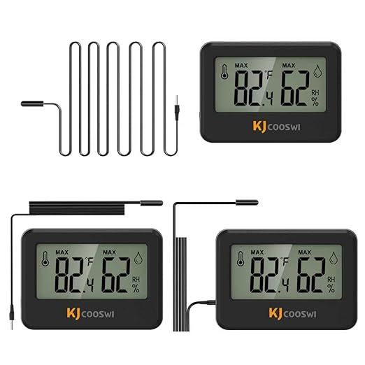 3PCS Mini Digital Hygrometer and Thermometer Reptile Thermometer with Extend Probe (Only Temperature) Indoor Temp and Humidity Meter with Magnet