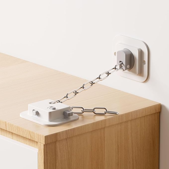 YEYA Upgraded Anti-Tip No Drill Furniture Anchor with 3M Adhesive 10" Adjustable Straps, Baby Proofing Wall Anchors for Child Safety, Playroom Essentials 2P