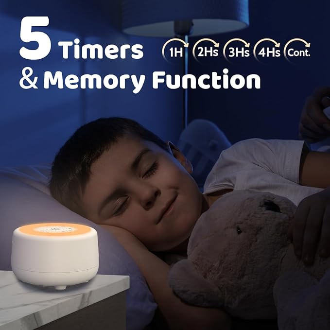 Sleepbox Sound White Noise Machine with 25 Soothing Sounds and 10 Colors Warm Night Light 4 Brightness Levels 32 Volume Levels 5 Timer and Memory Function for Baby Kids Adults Seniors Sleeping White