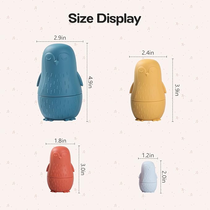 OESSUF Nesting Dolls | Russian Silicone Nesting Dolls for Toddlers | Easter Toys Matryoshka Doll Montessori Educational Toy | Penguin Stacking Nesting Doll Toys | Gift for Kids 3 Years Up