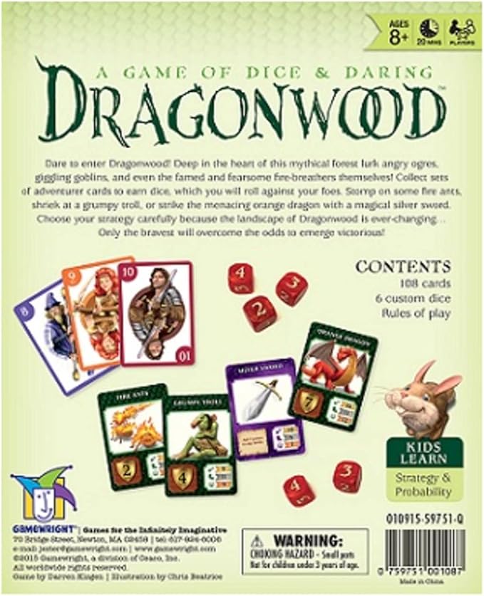 Gamewright Dragonwood A Game of Dice & Daring Board Game Multi-colored, 5"