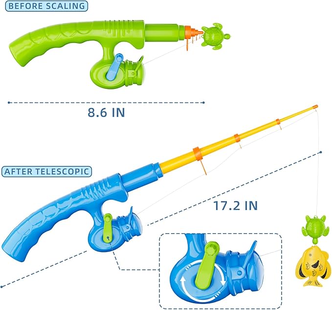 Magnetic Fishing Pool Toys Game for Kids Toddlers, Water Table Bathtub Toy with Pole Rod Net Plastic Floating Fish, Water Bath Pool Outdoor Toys for Kids Toddlers Baby Age 3 4 5 6 Year Old