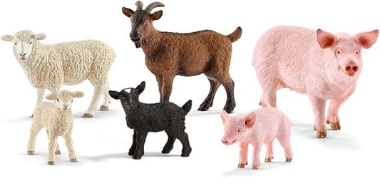 Schleich Farm World - 6PC Farm Animal Bundle with Sheep, Goat and Pig Figurines - Mom and Baby Barnyard Figures for Boys and Girls - Durable Baby Animal Toys for Toddlers and Kids Ages 3+ | 77584