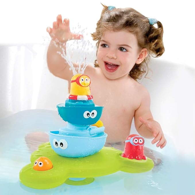 Yookidoo Stackable Baby Bath Toy (Ages 1-6 Years) Stack N' Spray - 7 Moveable Pieces - Interactive Fun Toy for Bath Time - for Toddlers, Babies, Kids, Boys & Girls