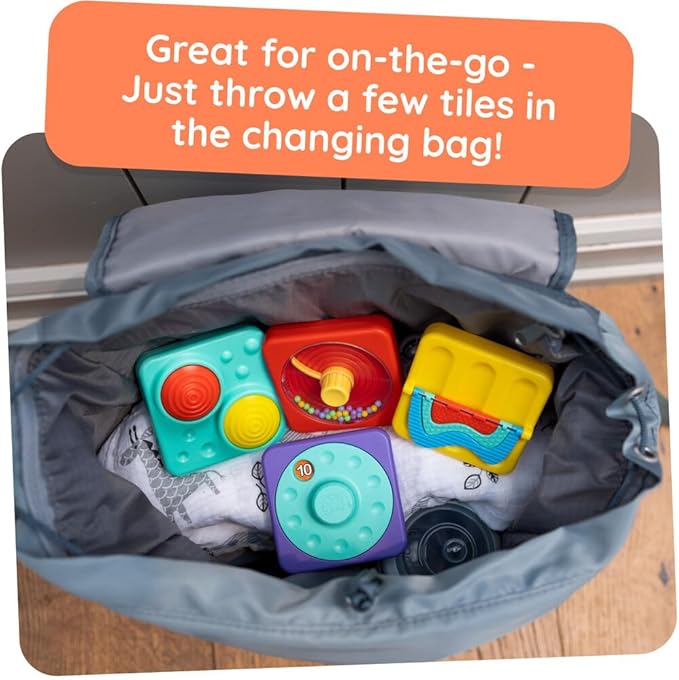 Fat Brain Toys PlayTab Essentials, Modular Sensory Activity Board, Busy Board for Toddlers and Babies Ages 12 Months+