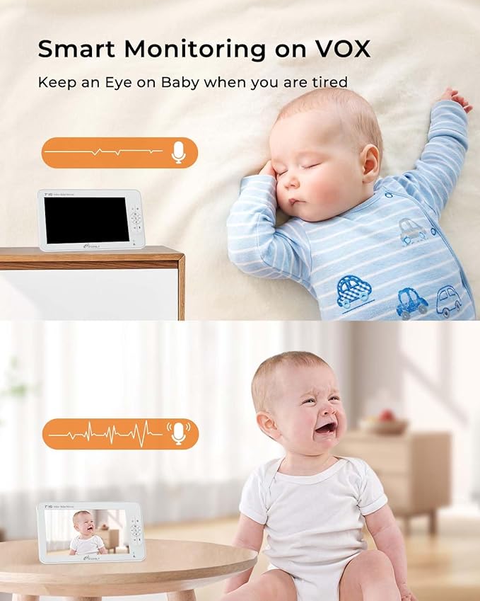 iFamily 7" Large Split Baby Monitor with 2 HD Cameras and Audio, 1080P HD Video Baby Monitor No WiFi,Hack Proof