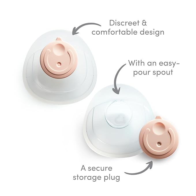 Munchkin Breast Milk Collector Cups with Storage Plug, Food Grade Silicone, BPA Free, 1.5 Ounces Each - Discreet & Comfortable, Leak Free, Breastfeeding Essential for Postpartum Moms, 2 Pack