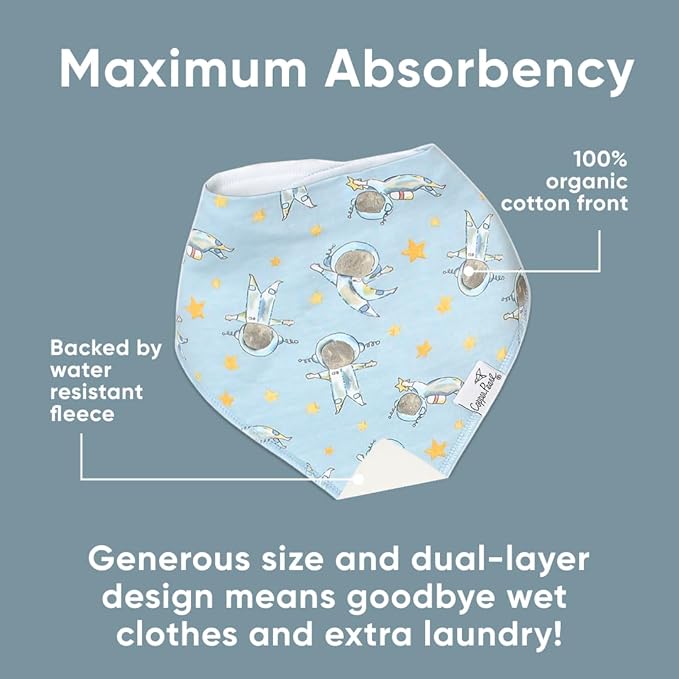 Copper Pearl 4 Pack Soft Cotton Baby Bibs for Drooling and Teething, Absorbent Drool Bibs for Baby Girl and Boy, Adjustable to Fit Newborns to Toddlers, Tons of Styles (Neil)