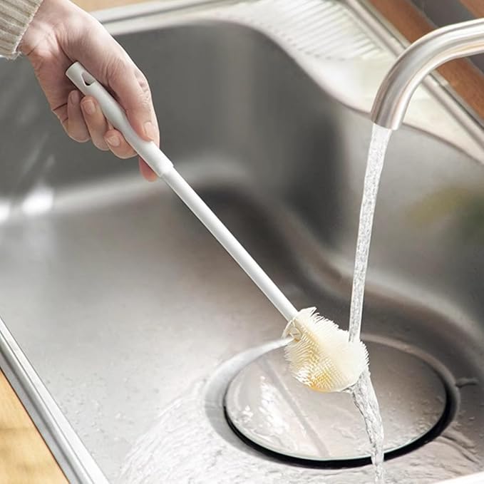 360° Flexible Silicone Bottle Brush with Long Handle, Deep Cleaning Brush for Long Bottle, Narrow Neck Bottle, Water Bottles, Baby Bottles, Flasks (1PCS)