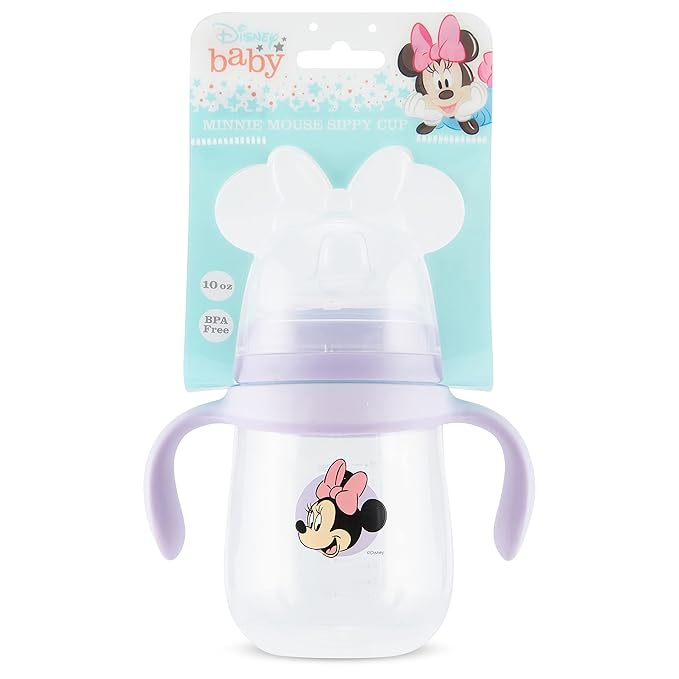 Disney Sippy Cups for Toddlers, Learner Sippy Cups for Kids with Pacifier, BPA-Free Trainer Cup with Handles, Leak-Proof Minnie Mouse and Mickey Mouse Sippy Cups, Perfect Unisex Gift for Children