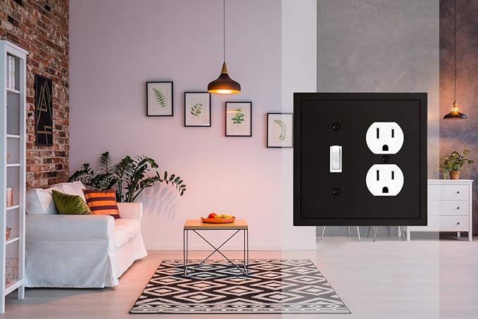 Modern Edge Decorative Wall Plate Switch Plate Outlet Cover, Durable Solid Zinc Alloy (Toggle/Duplex, Matte Black)