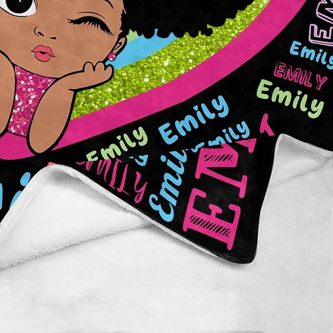 Custom Name Baby Blanket Cute Princess Gift Personalized Name Throw Blanket for Boys Girl on Birthday Christmas Baby Shower