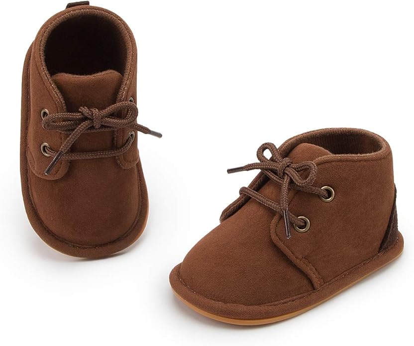 Baby Unisex Warm Snow Boots Newborn Leather Fur Lace Up Ankle Anti-Slip Rubber Texture Sole Toddler Prewalker Winter Crib Shoes