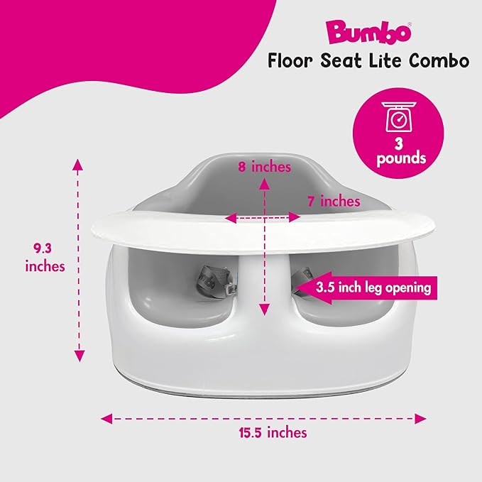 Bumbo Baby Floor Seat Lite, Portable Infant Sit Up Activity & Eating Chair w/Tray, Combo - Feeding Chair and Sitting Lounger for Babies, Infants and Toddlers